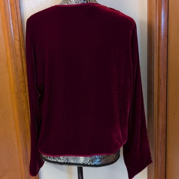 Eileen Fisher velvet jacket burgundy red size M - Picture 4 of 10
